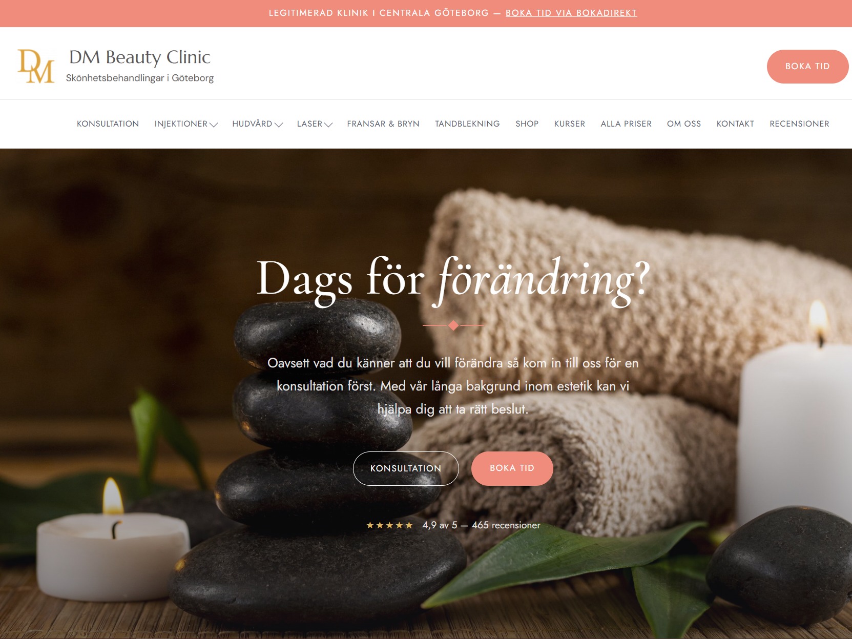 Screenshot of DM Beauty Clinic website