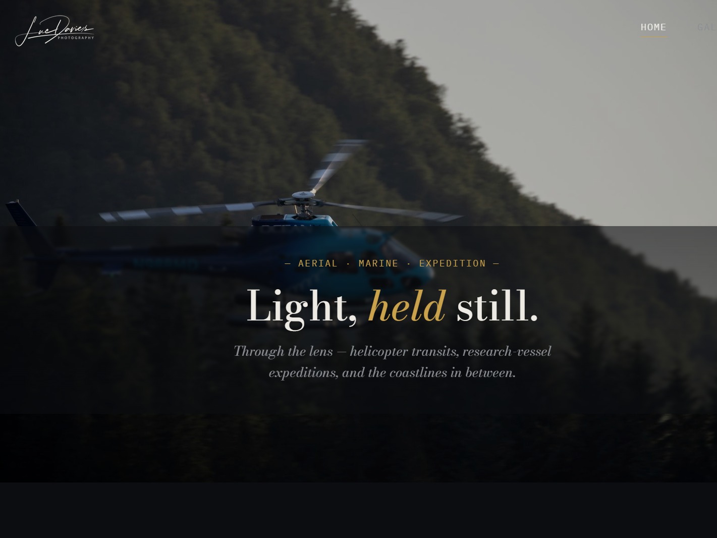 Screenshot of Luc Davies Photography website