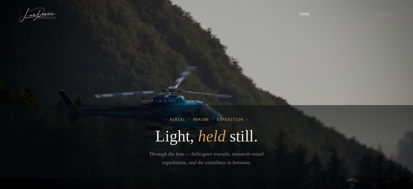 Screenshot of Luc Davies Photography website